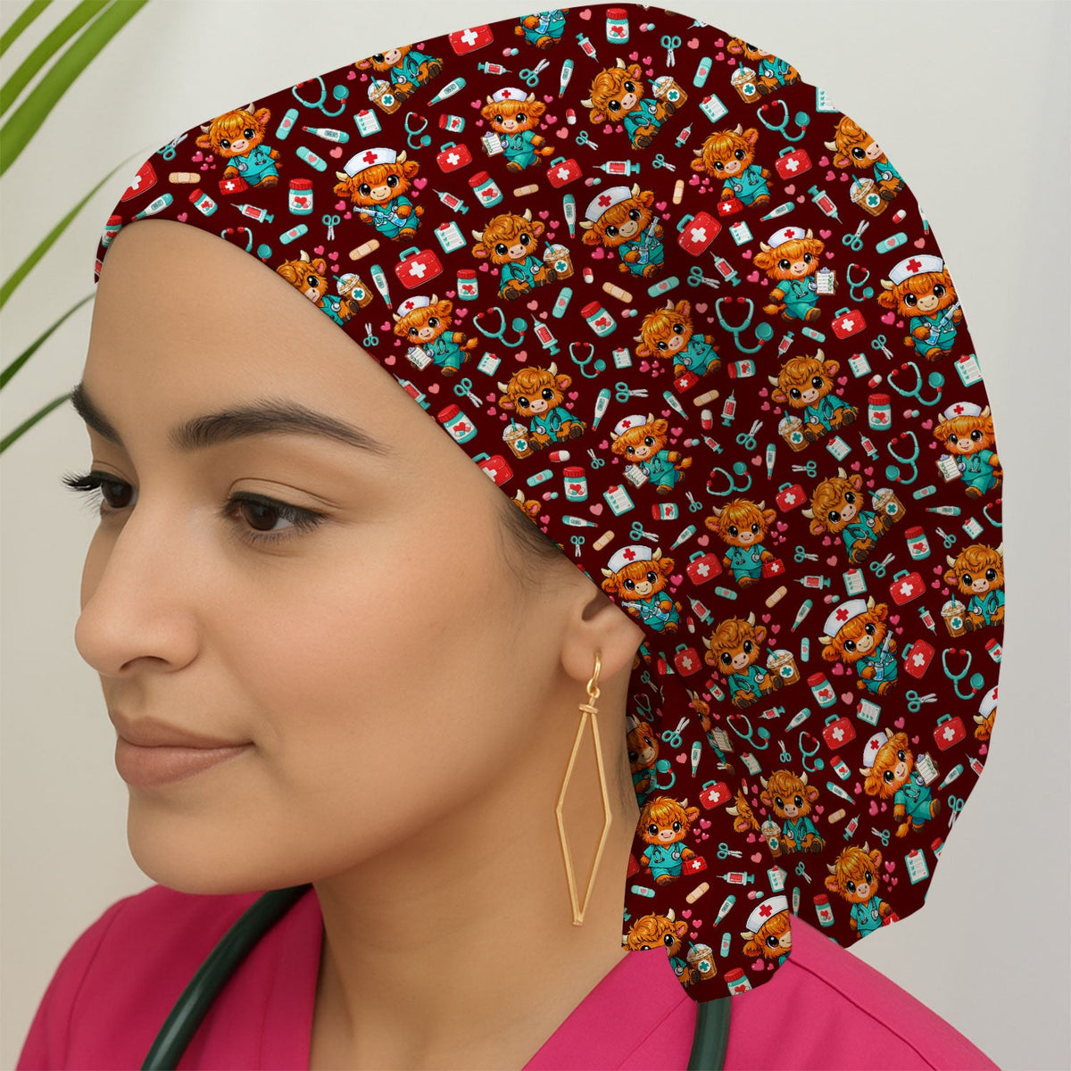Kawaii Highland Cow Scrub Cap
