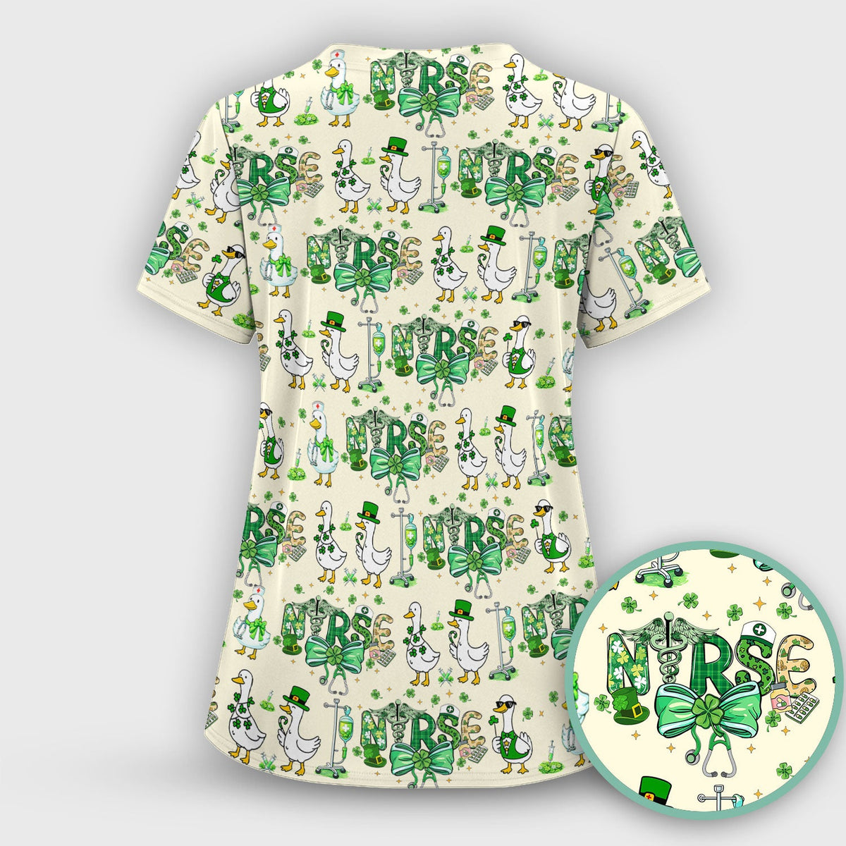 Shamrock Goose Nurse Scrub Set - St Patricks Day Gift