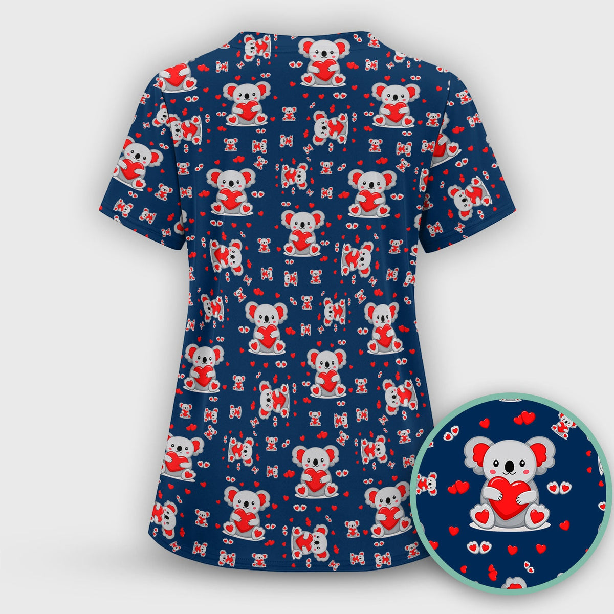 Valentine Koala Heart Nurse Scrub Set