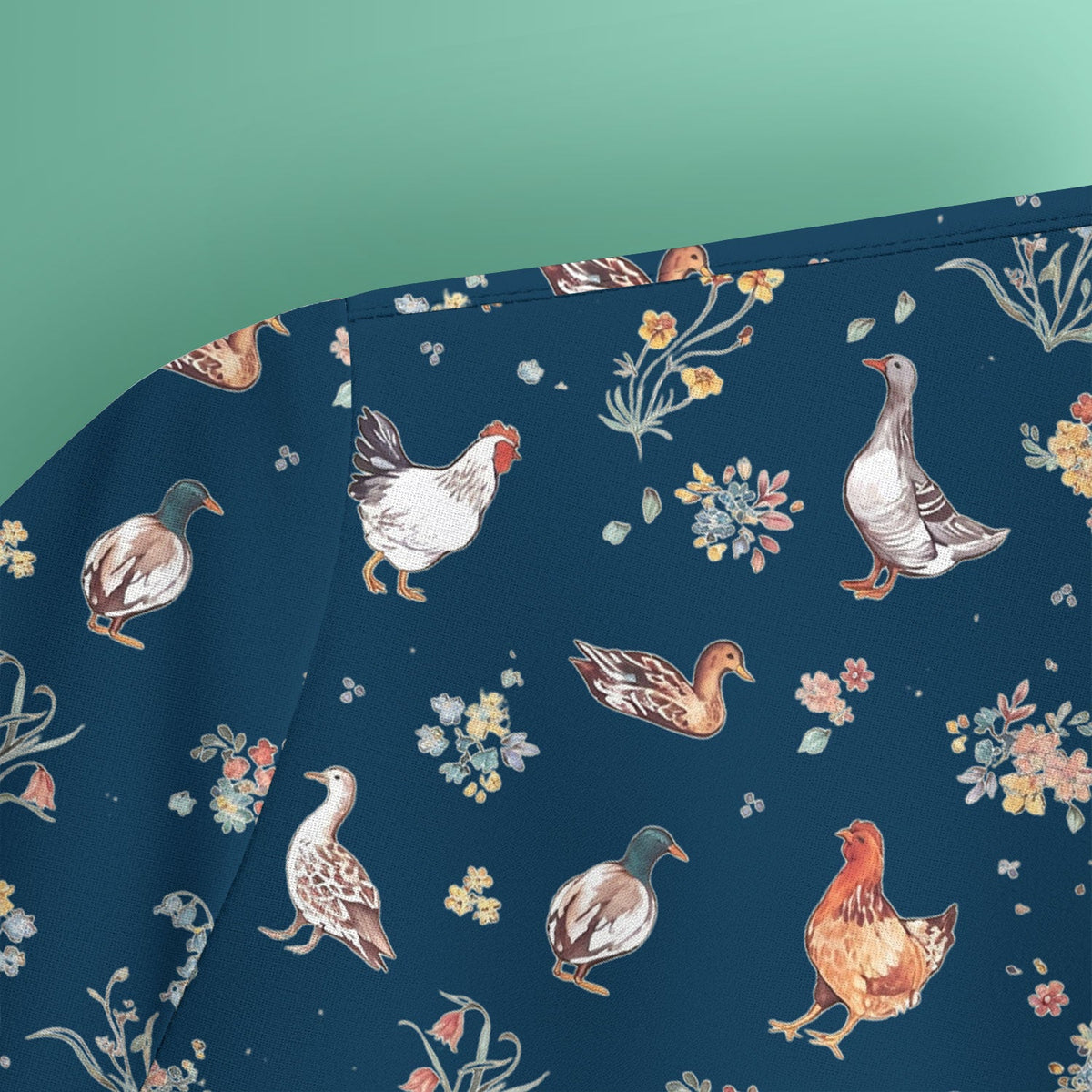 Farm Chicken Duck Floral Pattern Scrubs Top, Comfortable Scrubs for Nurses