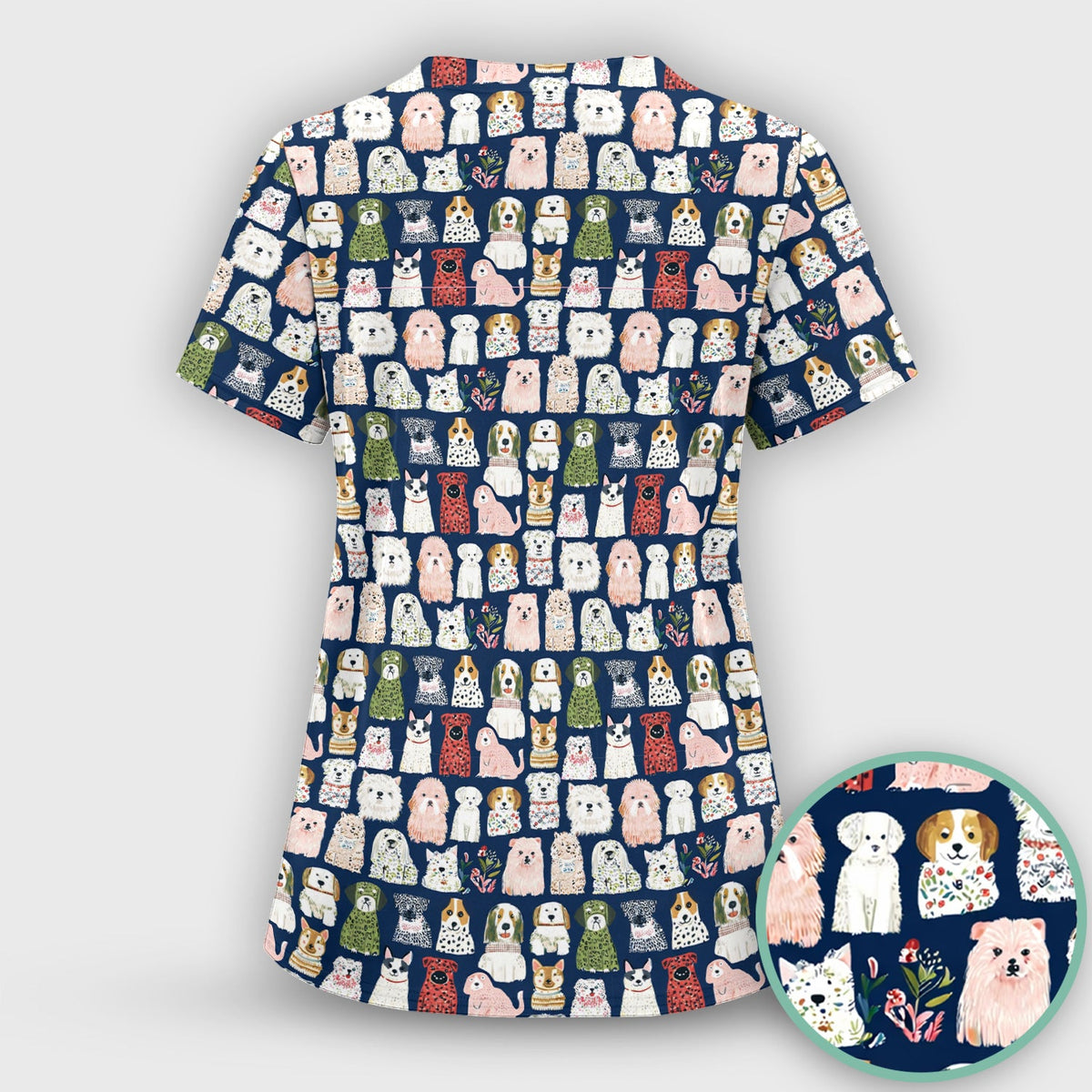 Dog Breeds Nurse Scrub Top