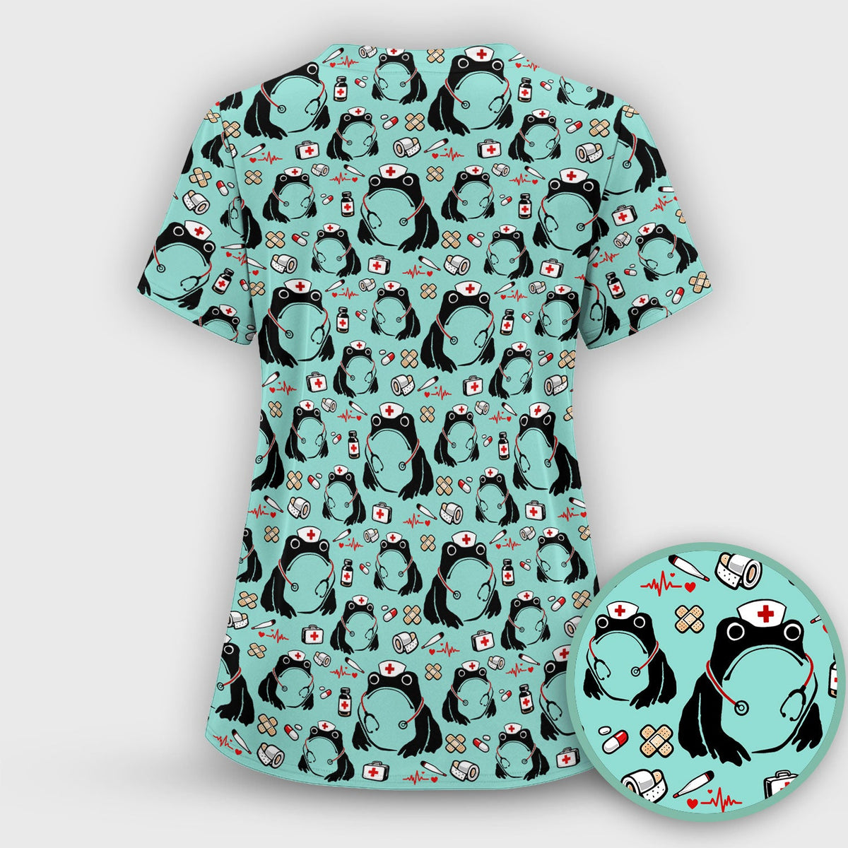 Frog Medical Nurse Scrub Top