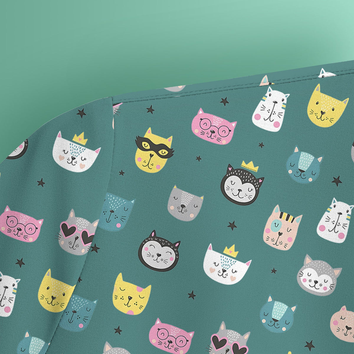 Colorful Cat Nurse Scrub Top