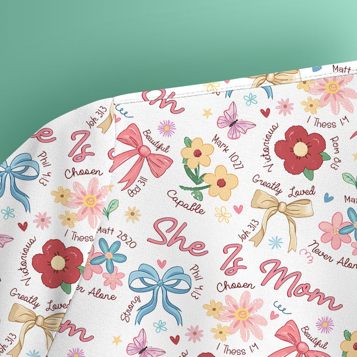 She Is Mom Floral Bow Nurse Scrub Top