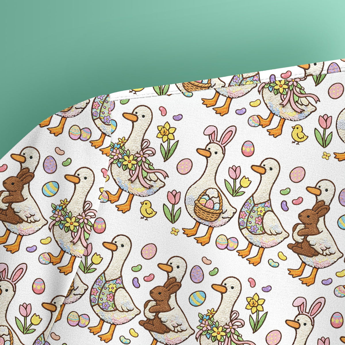 Duck Bunny Egg Floral Nurse Scrub Top - Easter Gift