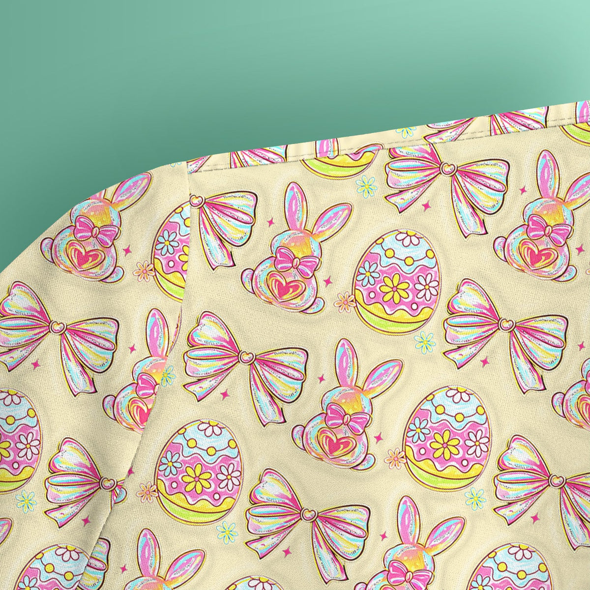 Bunny Pastel Egg Bow Nurse Scrub Top - Easter Gift