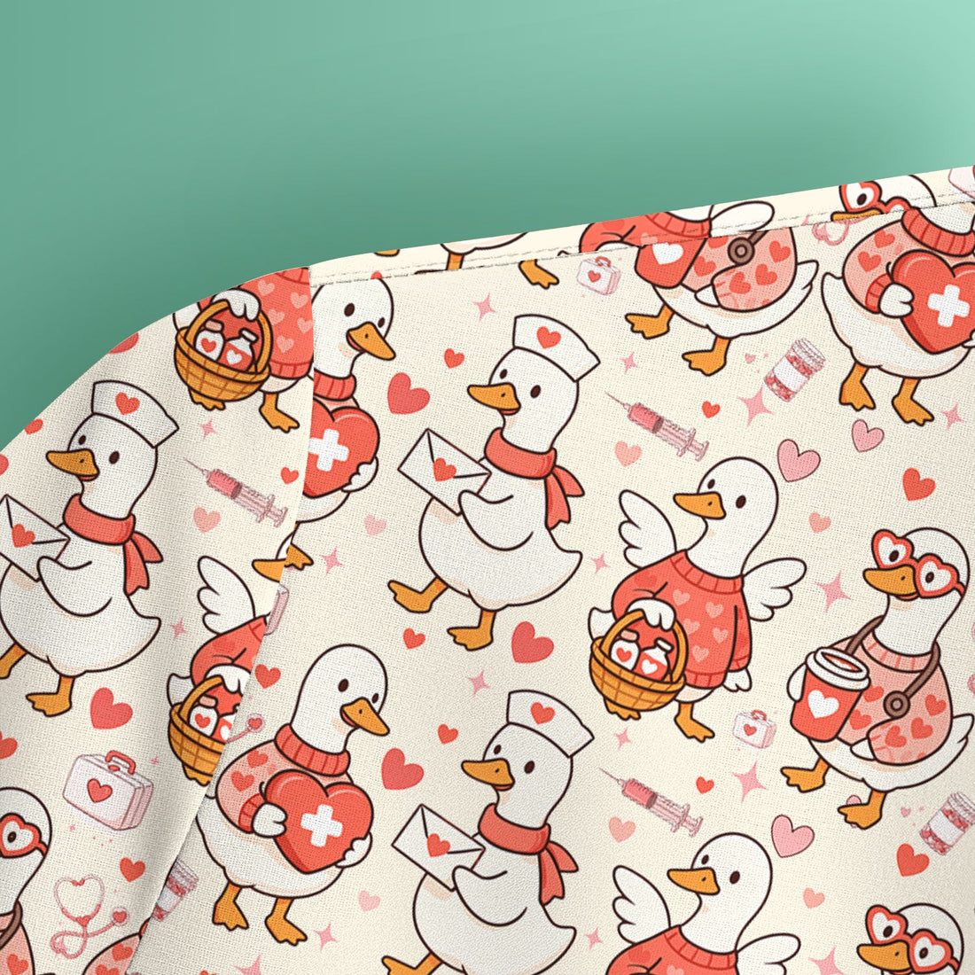 Valentine Goose Nurse Heart Scrub Top