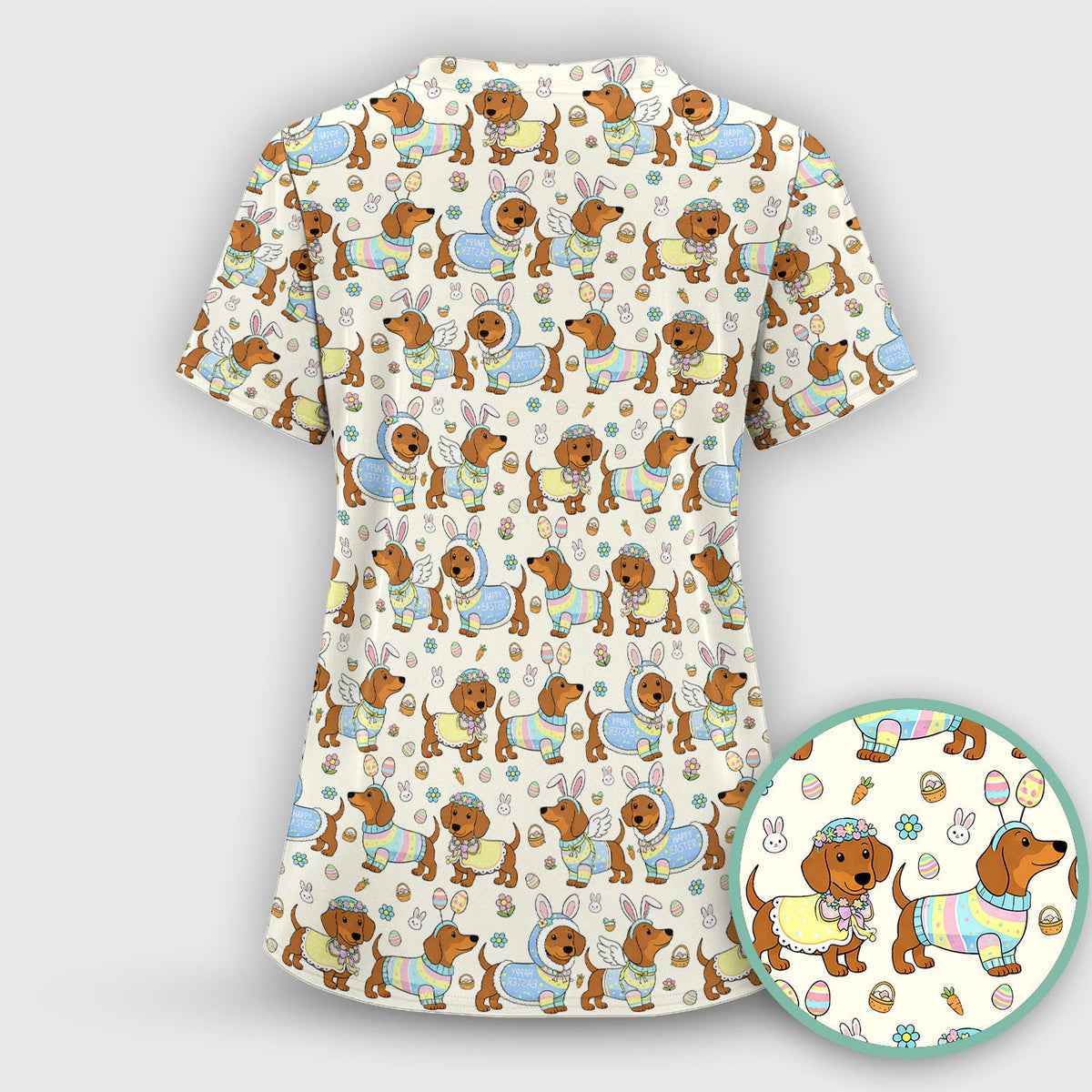 Dachshund Bunny Nurse Scrub Set - Easter Gift