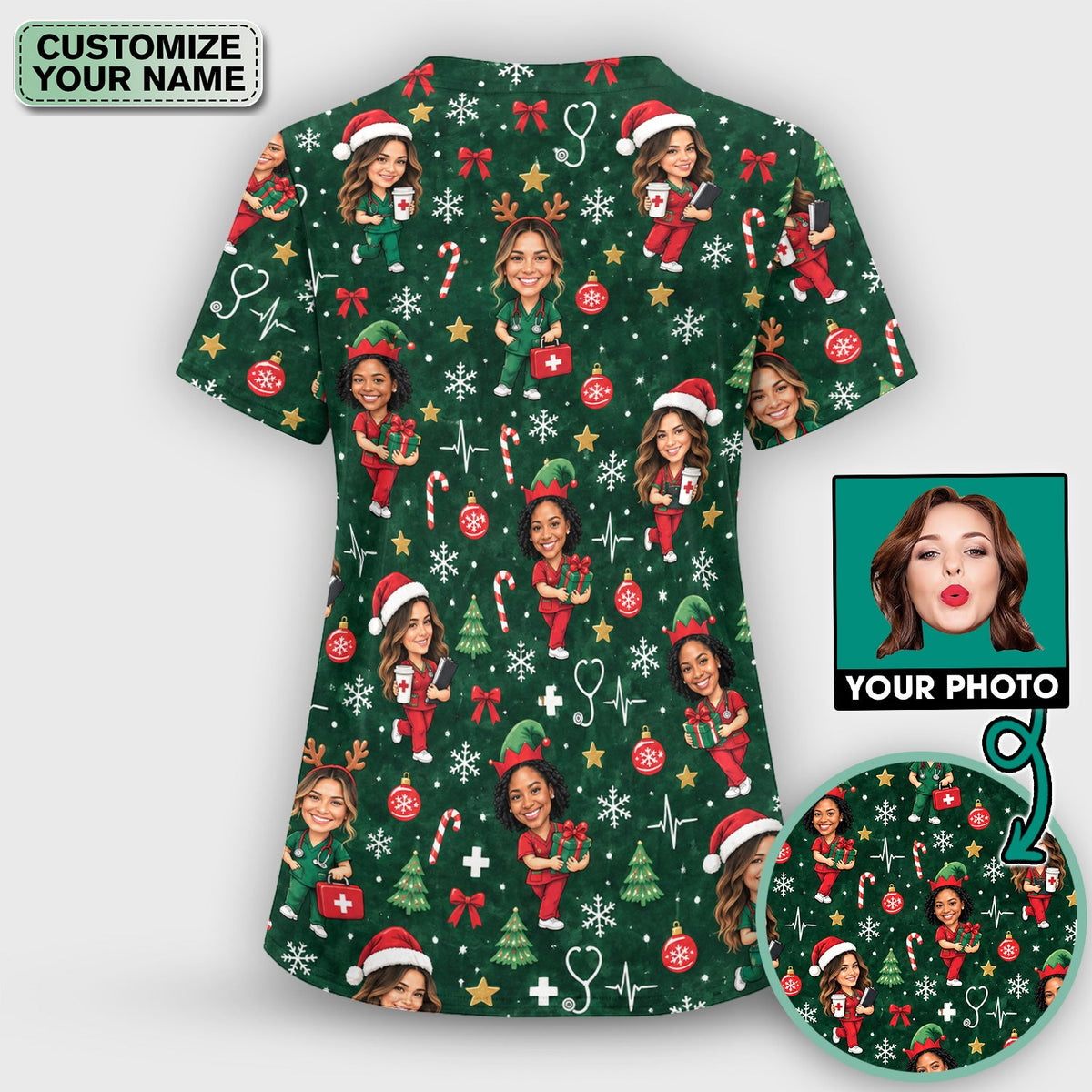 Personalized Image Nurse Scrub Top