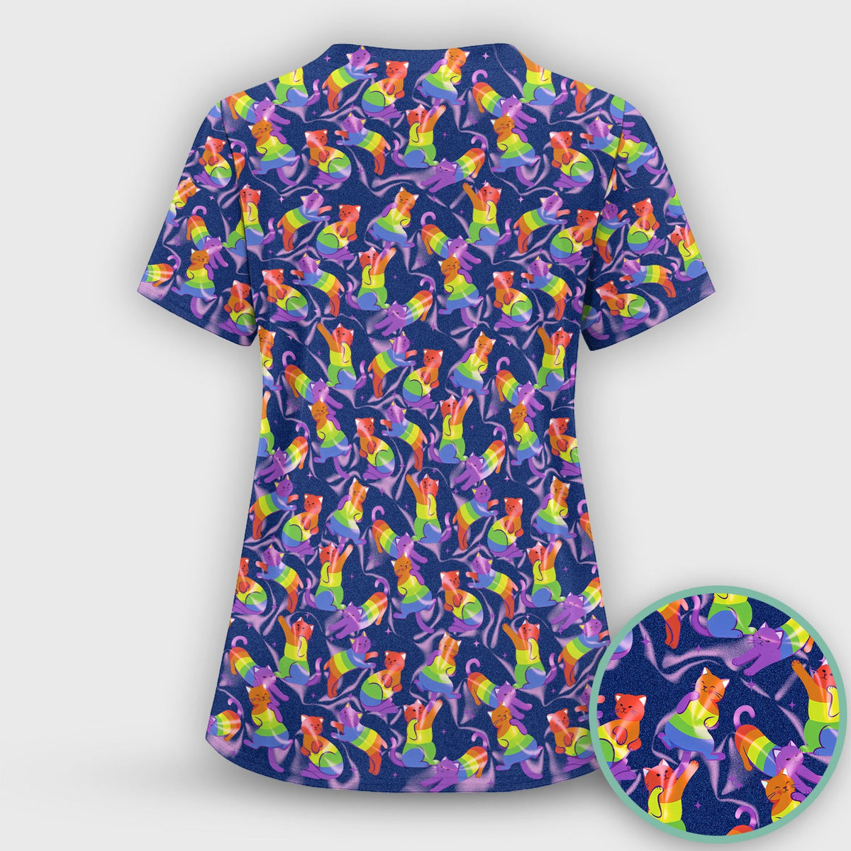 Rainbow Pride Cat Nurse Scrub Set