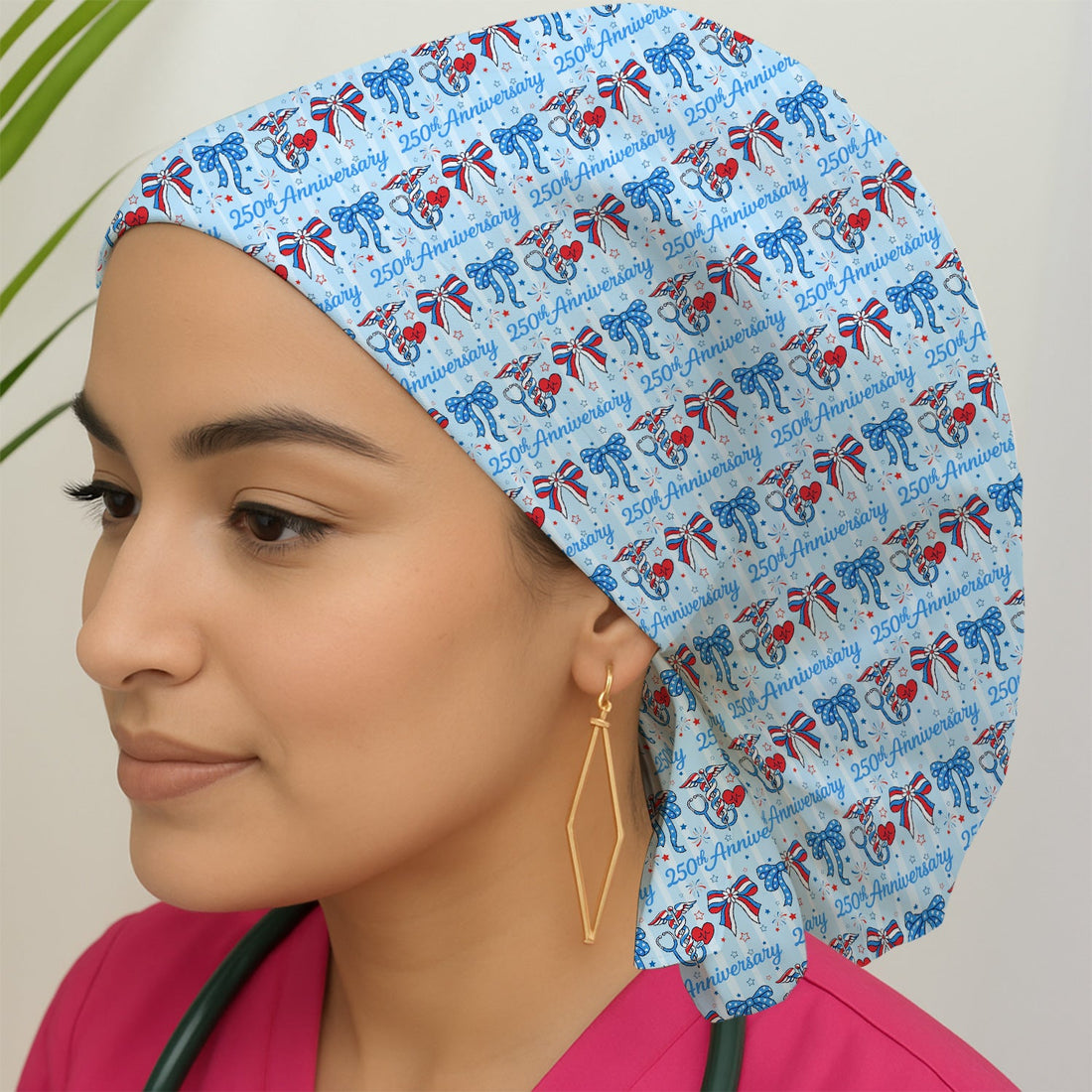 250th Anniversary Nurse Ribbon Heart Scrub Cap