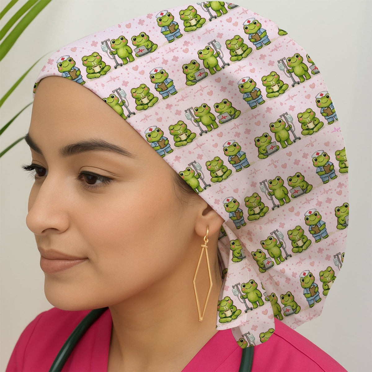 Adorable Frog Various Poses Scrub Cap