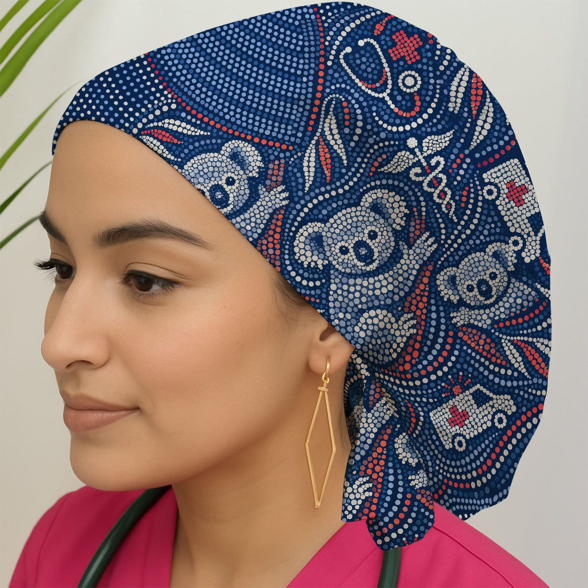 Koala Dot Art Scrub Cap