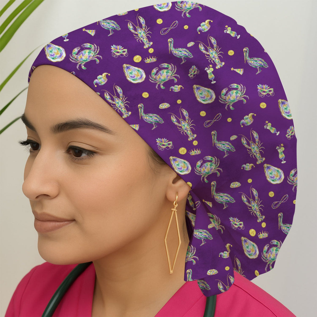 Mardi Gras Seafood Scrub Cap
