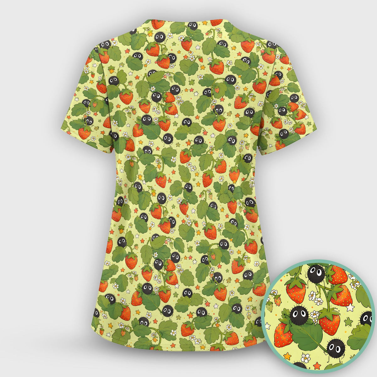 Strawberry Soot Sprite Nurse Scrub Top