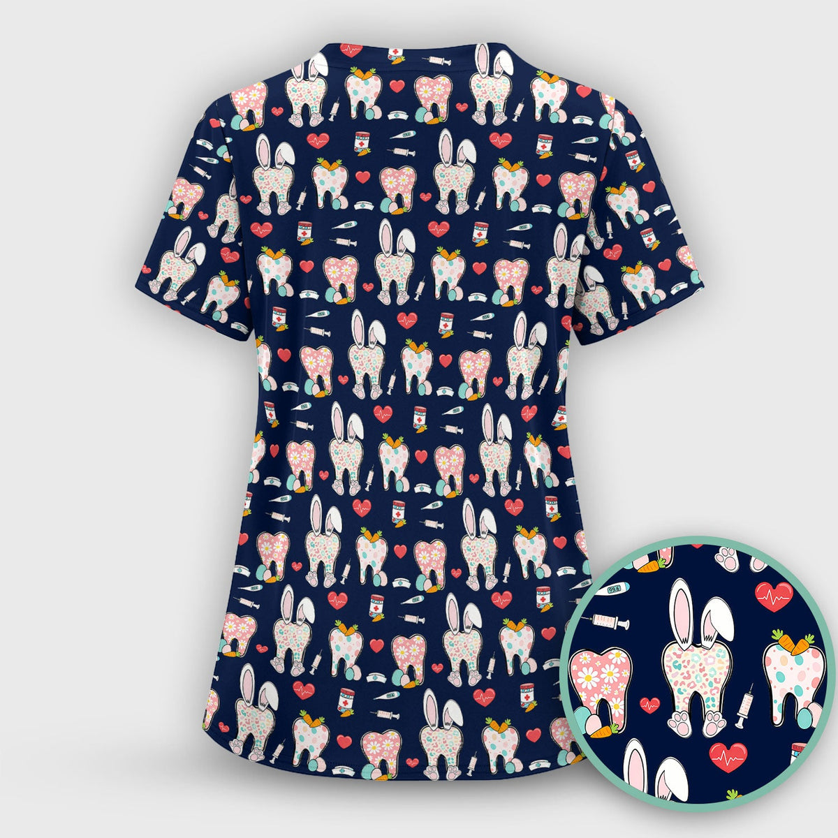 Easter Bunny Dentist Nurse Scrub Top