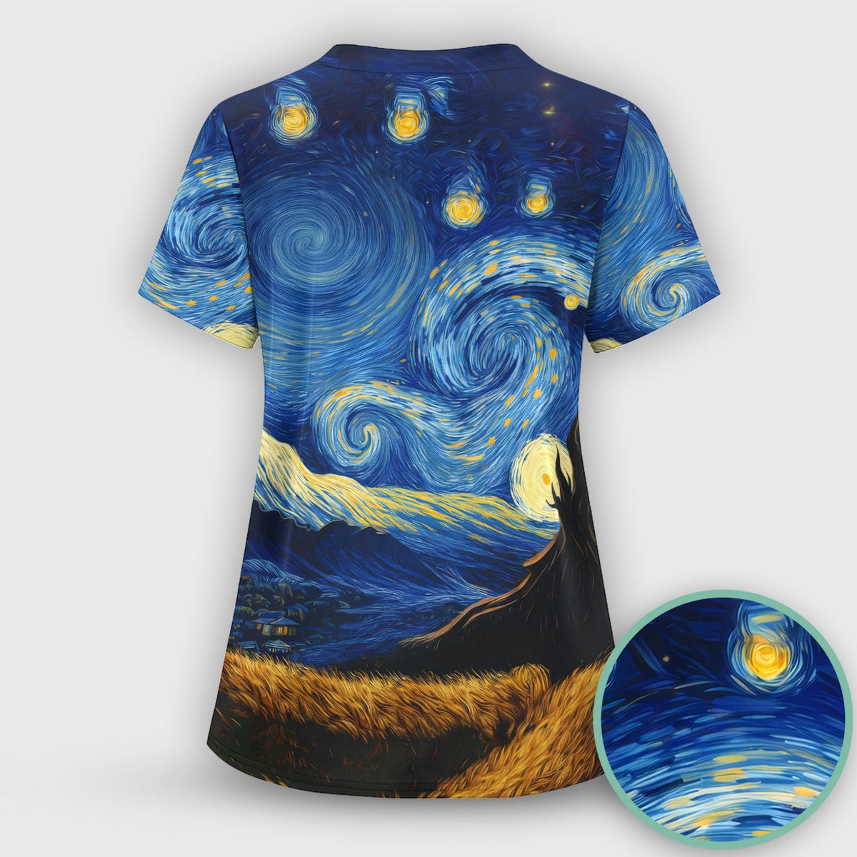 Romantic Monkey Night Sky Nurse Scrub Top