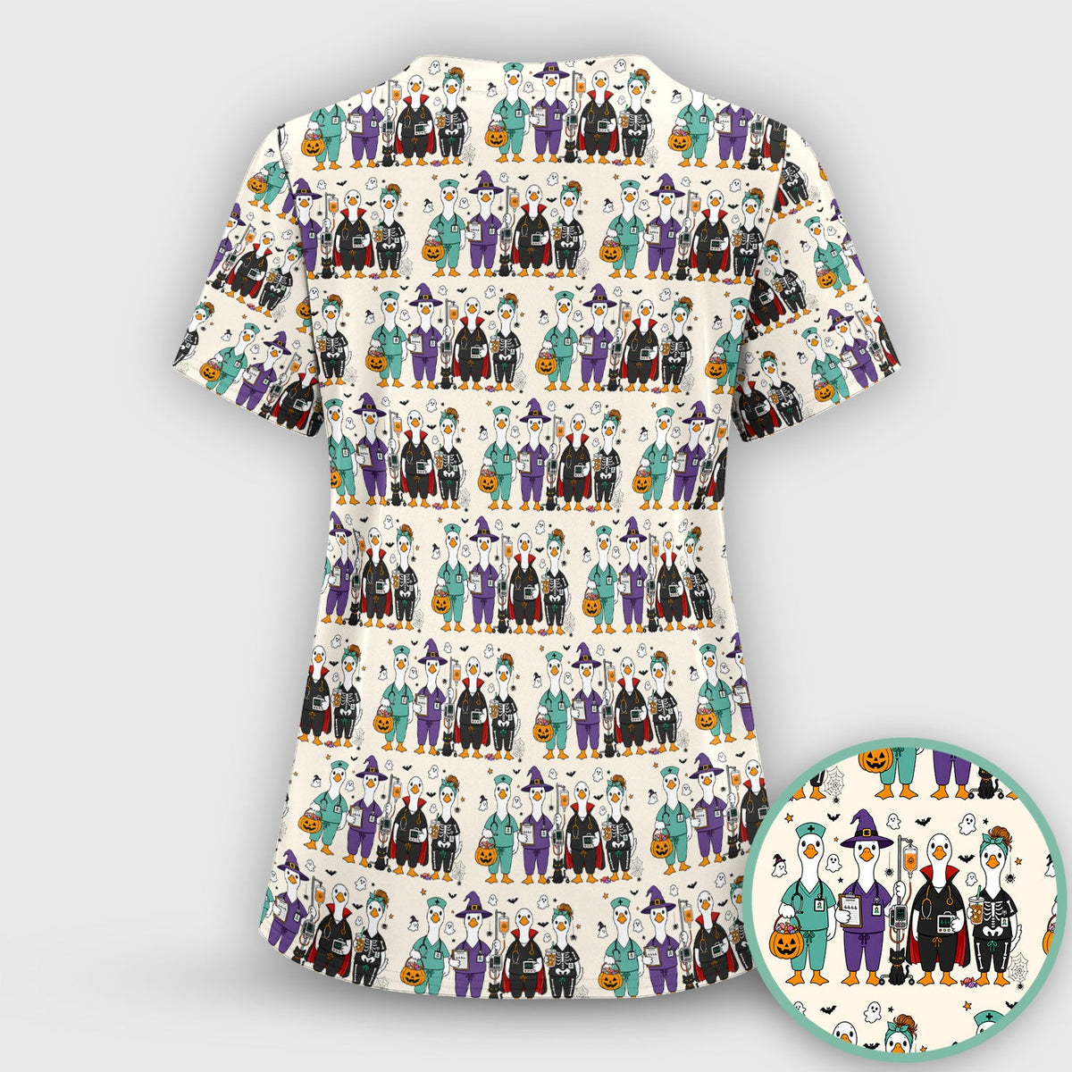 Halloween Goose Nurse Scrub Top