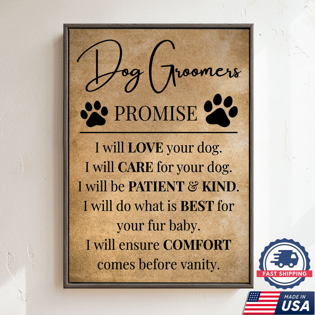 Dog Groomers Promise Nurse Canvas