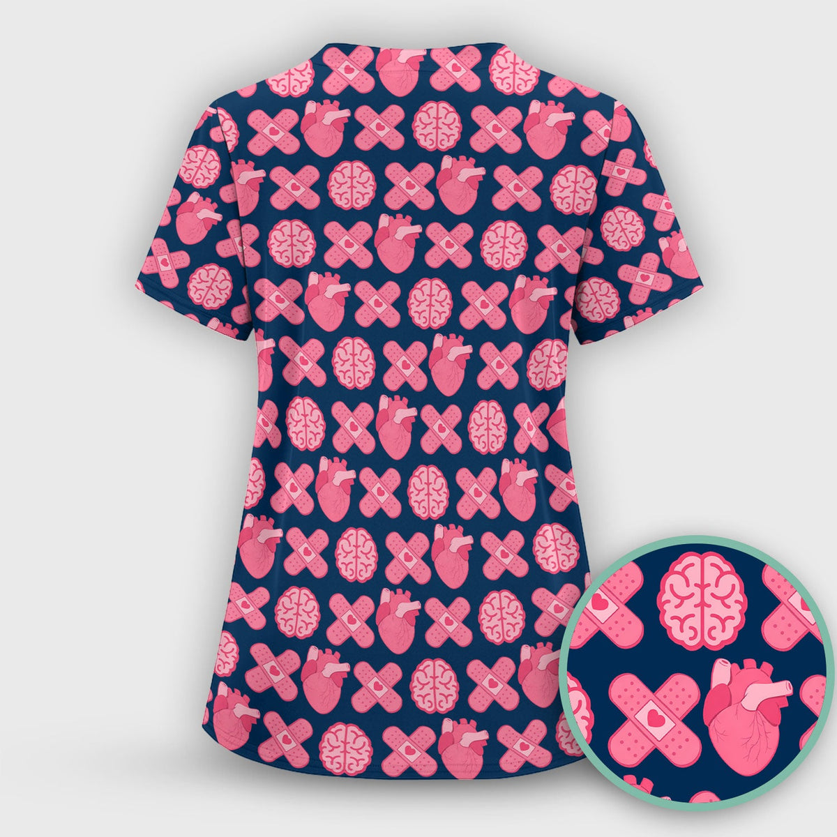 Heart Brain Medical Icon Nurse Scrub Set