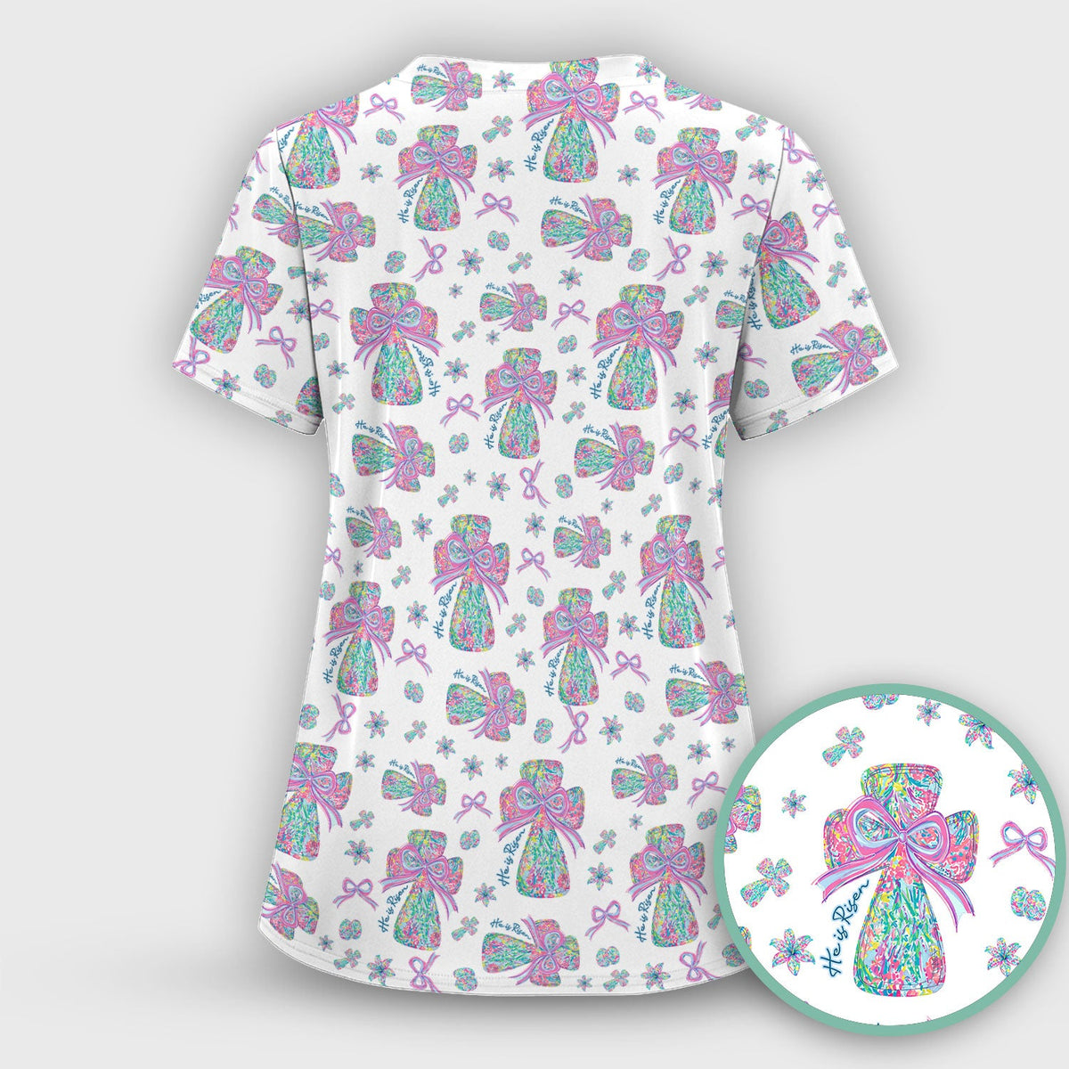 Colorful Bow Nurse Scrub Set