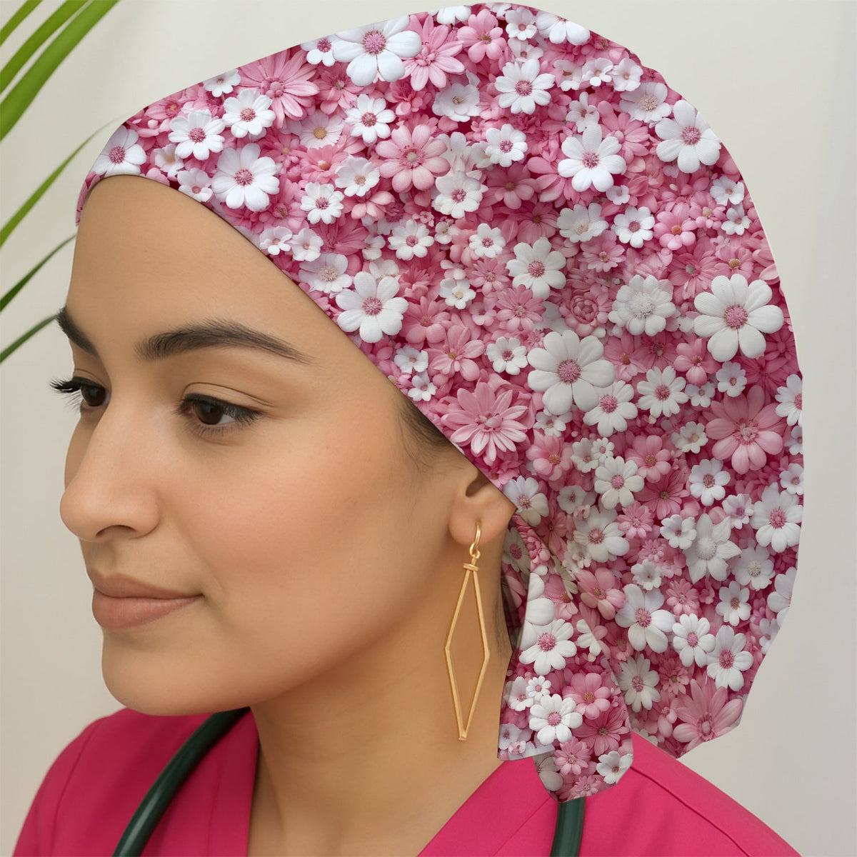 Daisy Flower Bloom Scrub Cap