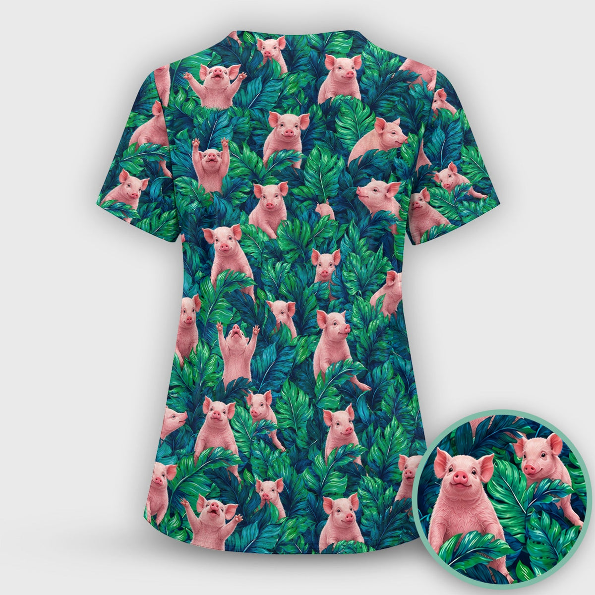 Piglet Jungle Leaves Nurse Scrub Set