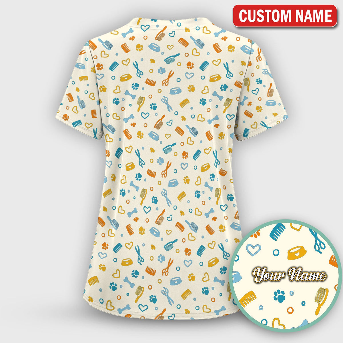 Personalized Dog Cat Grooming Nurse Scrub Set