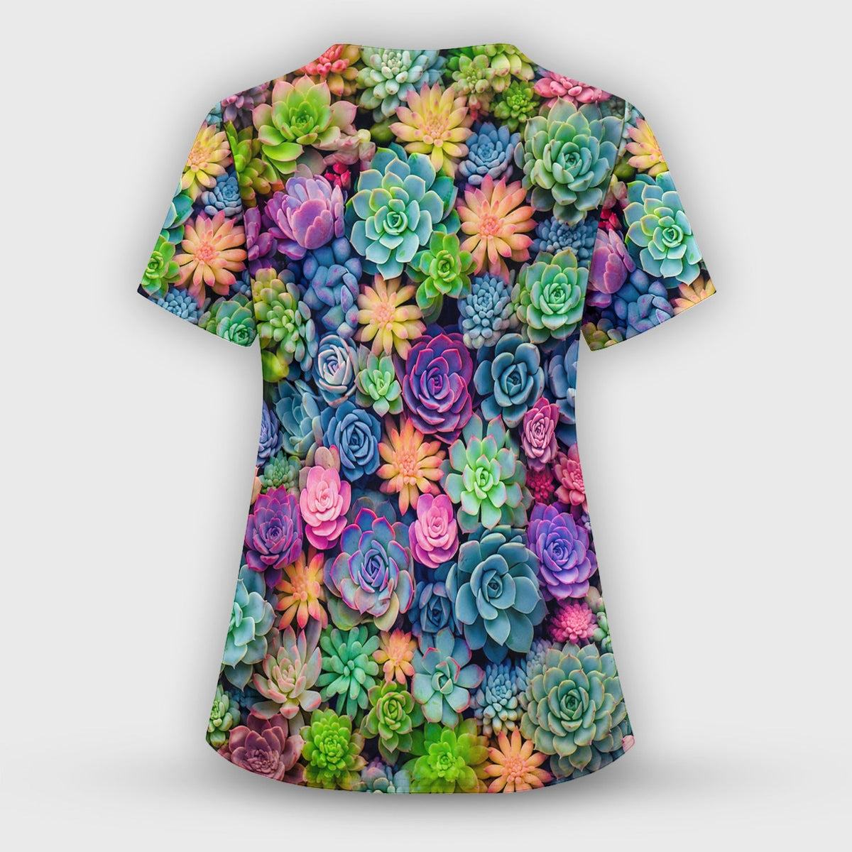 Boho Succulent Flower Nurse Scrub Set