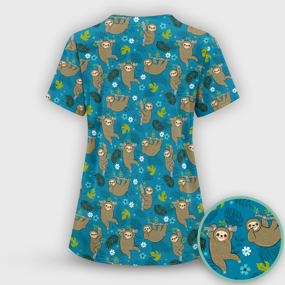Jungle Tropical Sloth Nurse Scrub Set