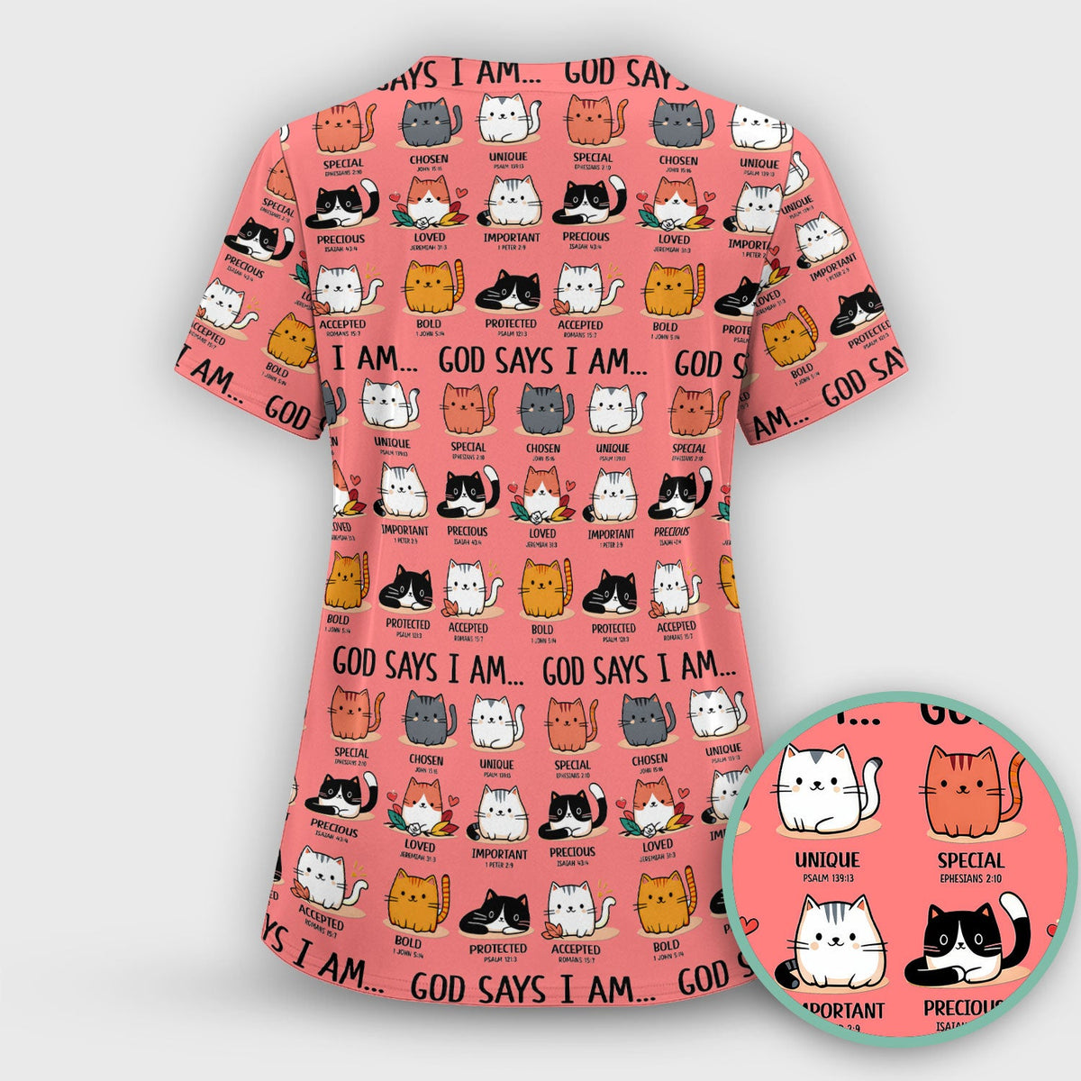 Cat God Says I Am Nurse Scrub Top