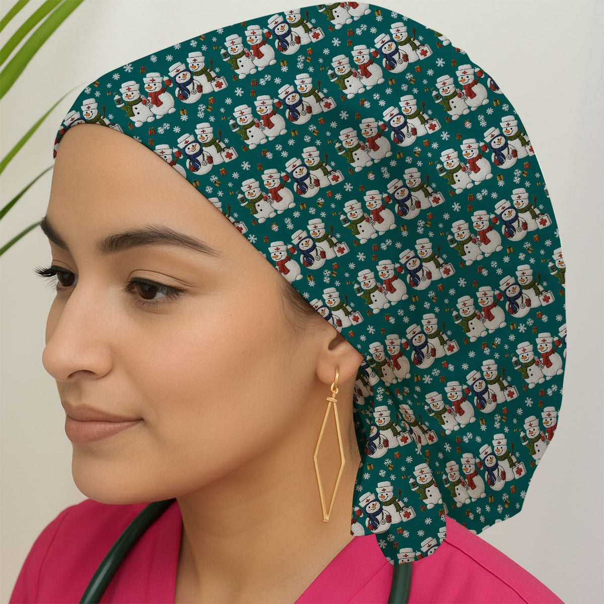 Snowman Scrub Cap - Christmas Gift For Nurse