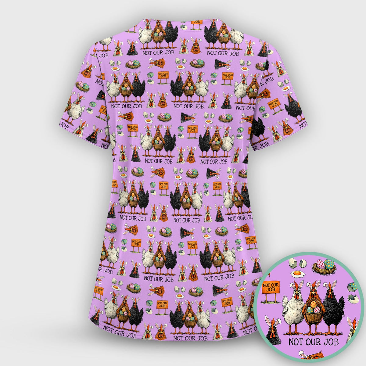 Chicken Humor Nurse Scrub Set - Easter Gift