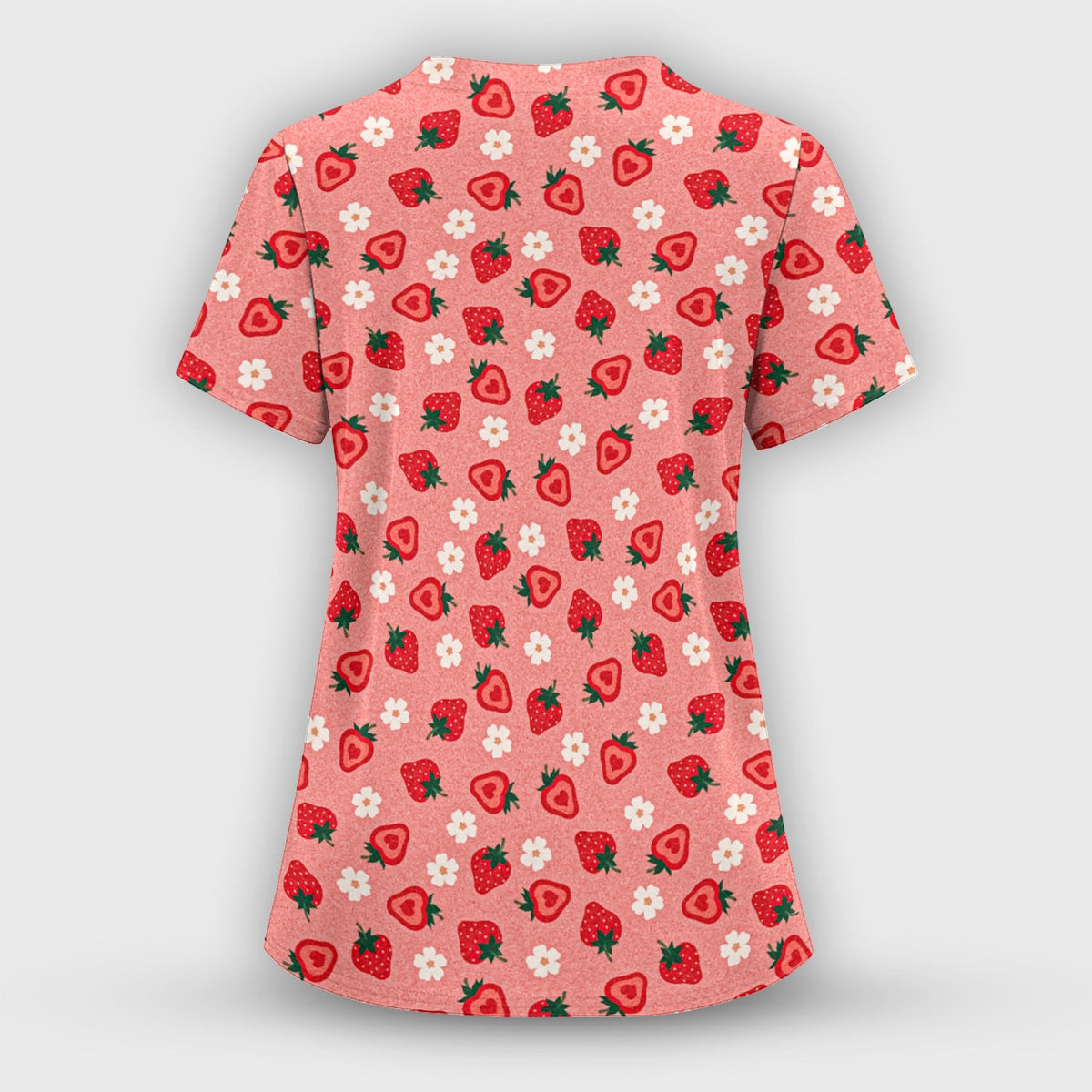 Sweet Strawberry Blossom Nurse Scrub Top