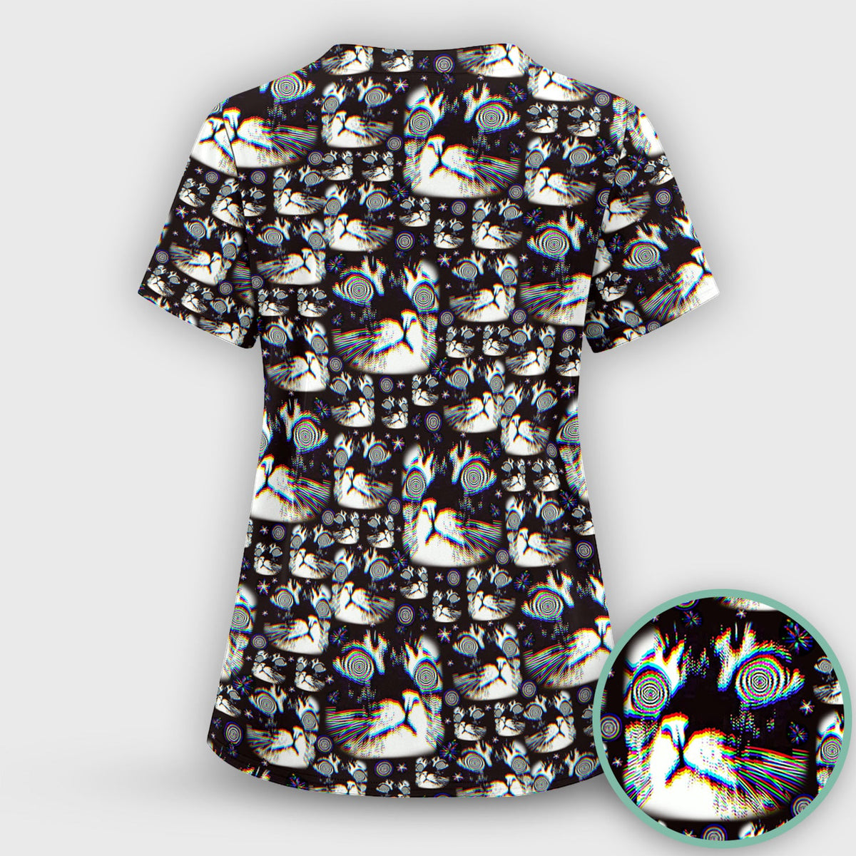 Cosmic Cat Eye Spiral Nurse Scrub Top