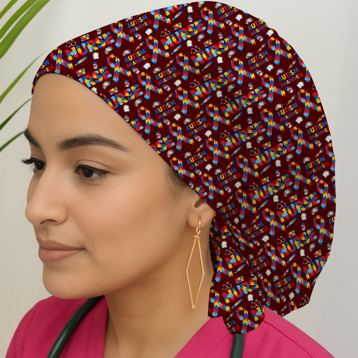 Autism Awareness Puzzle Ribbon Scrub Cap