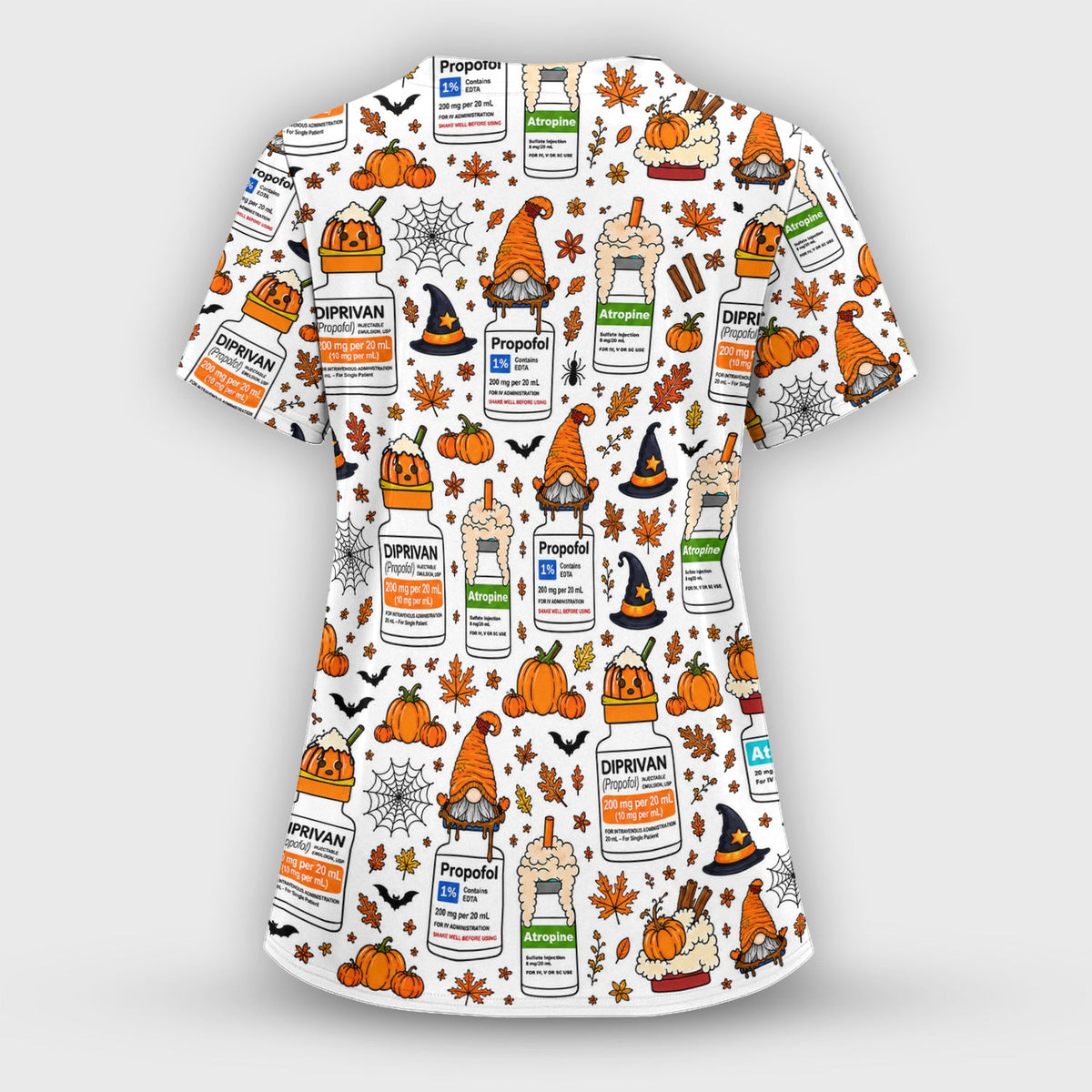 Witch Hat Pumpkin Nurse Scrub Top - Halloween Gift