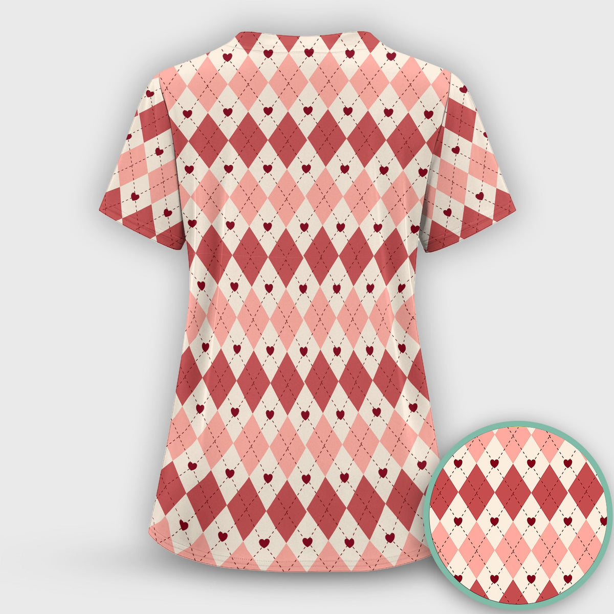 Red Argyle Plaid Nurse Scrub Set