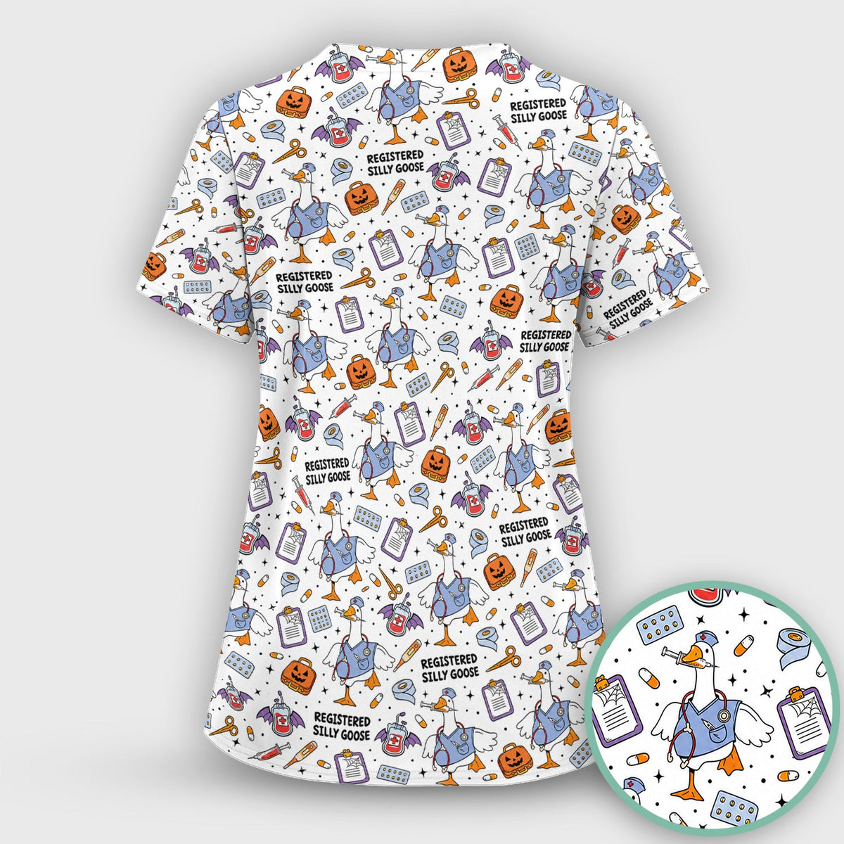 Registered Silly Goose Nurse Scrub Top - Halloween Gift