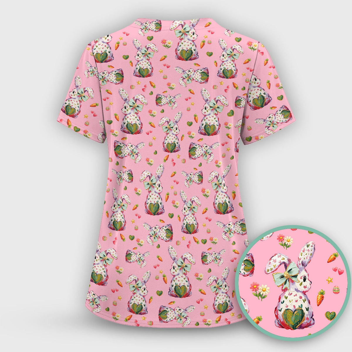 Pastel Bunny Easter Nurse Scrub Set