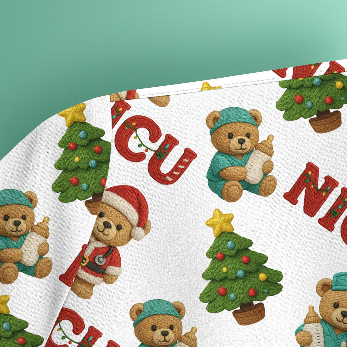 NICU Nurse Teddy Bear Scrub Top - Christmas Gift