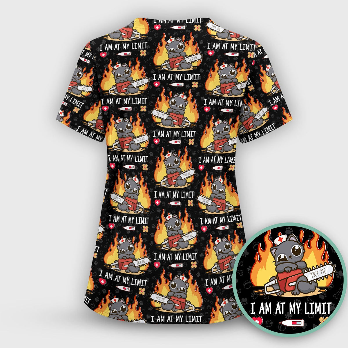 Cat I Am At My Limit Nurse Scrub Top