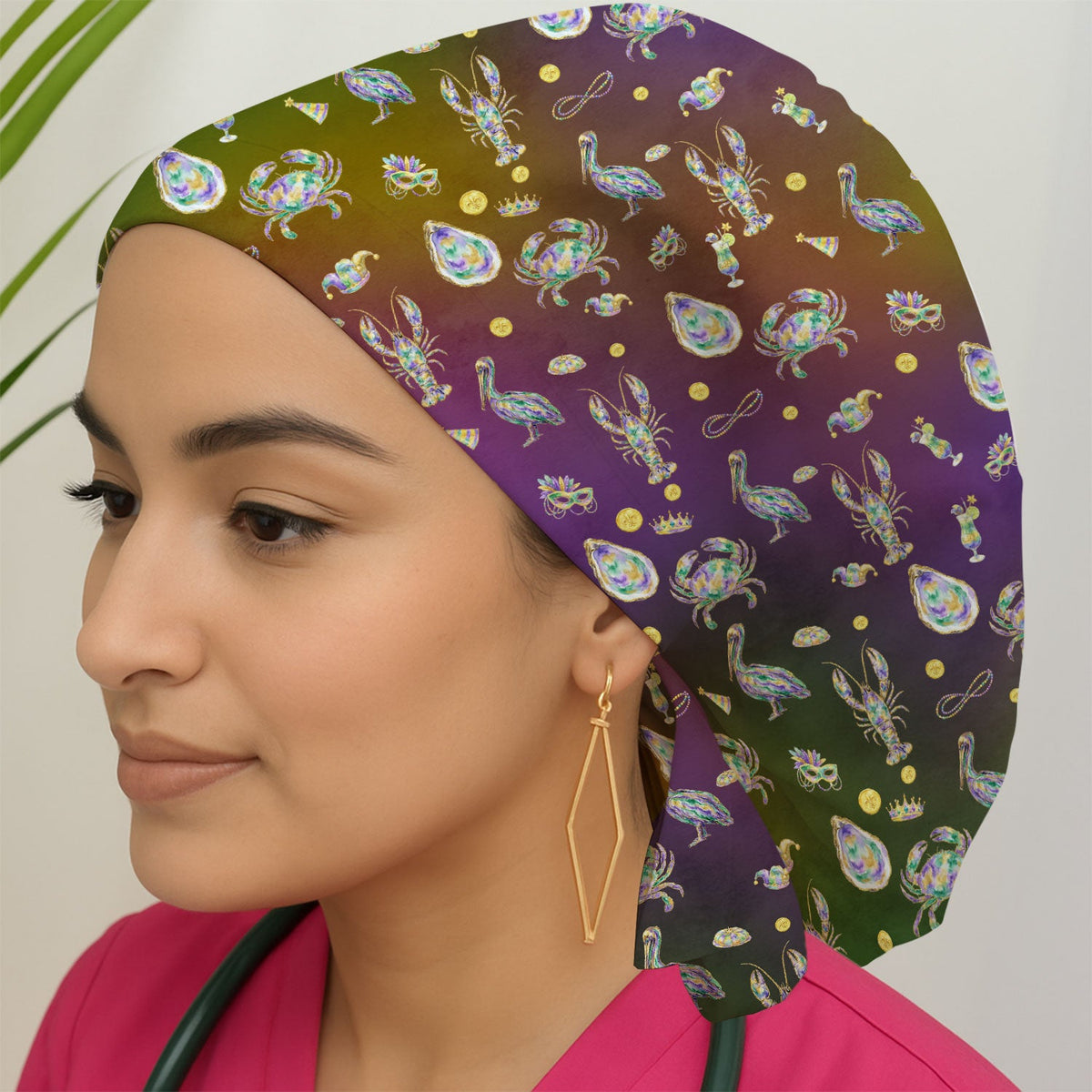 Mardi Gras Seafood Scrub Cap