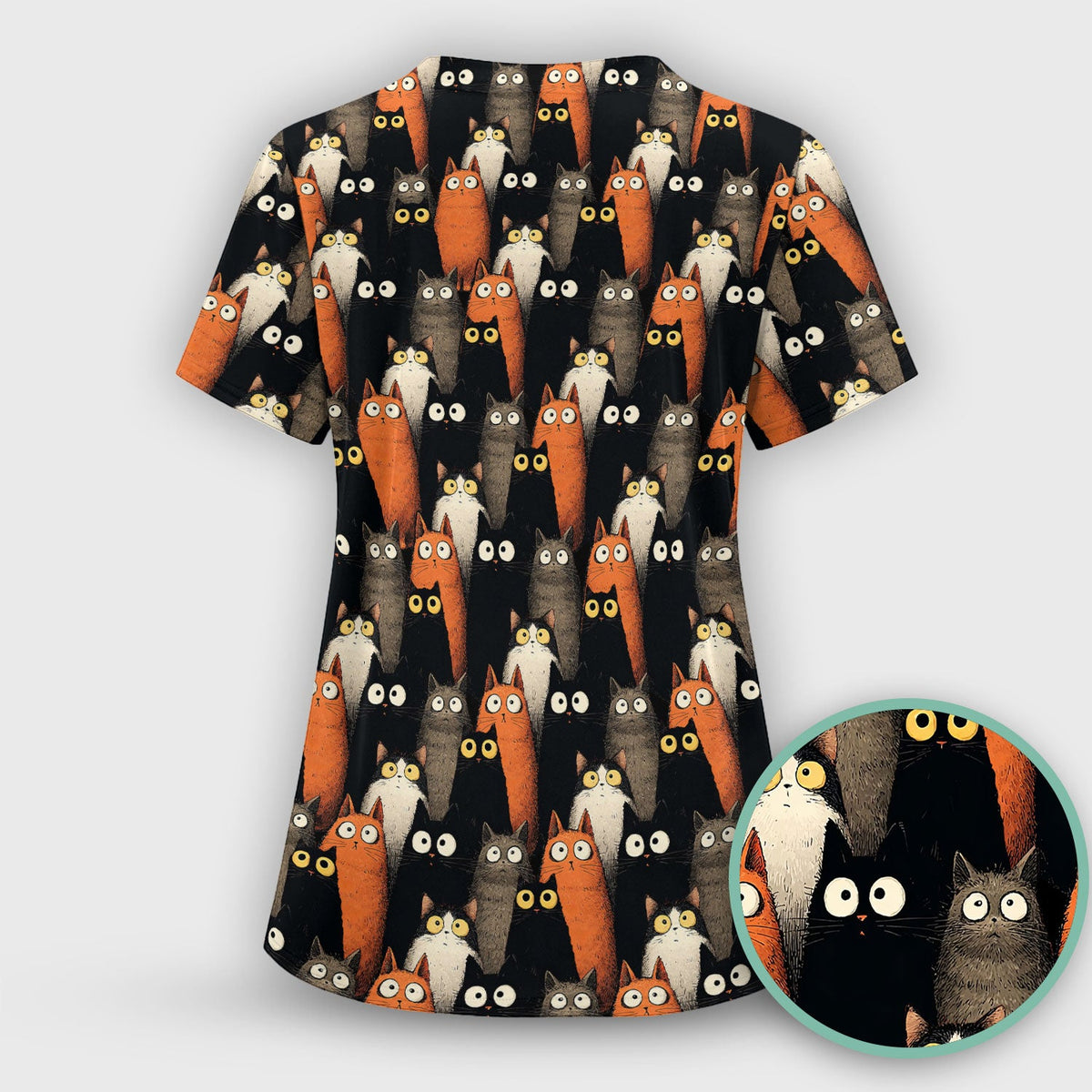 Black Cat Lover Nurse Scrub Top