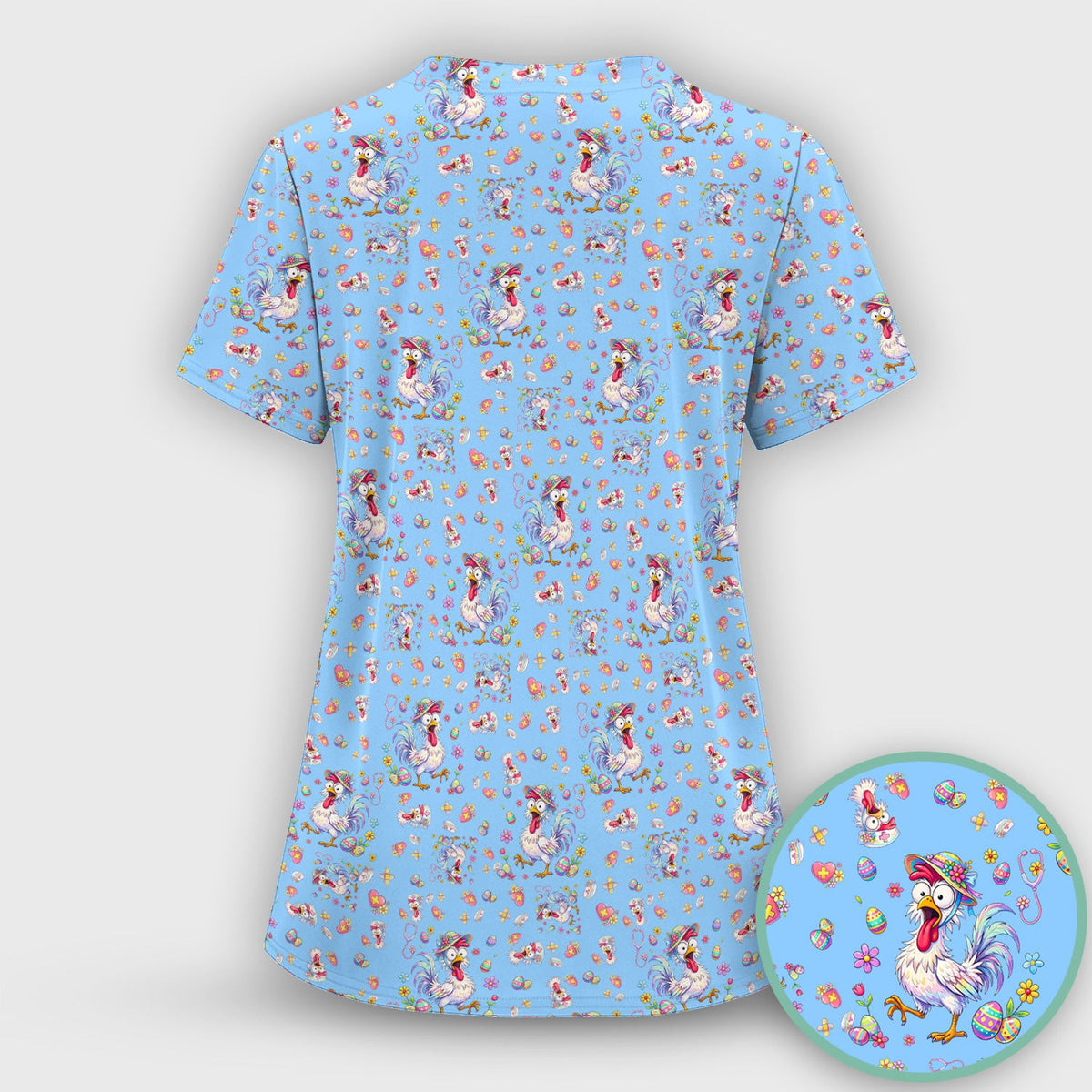 Easter Chicken Nurse Scrub Set