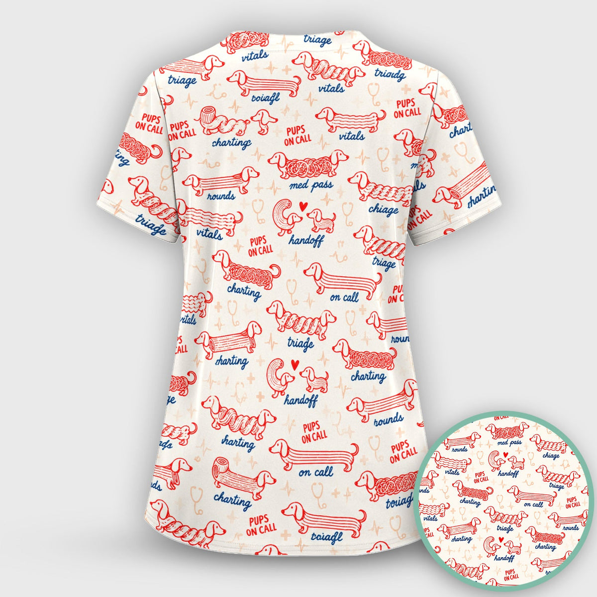 Pups On Call Dachshund Nurse Scrub Top