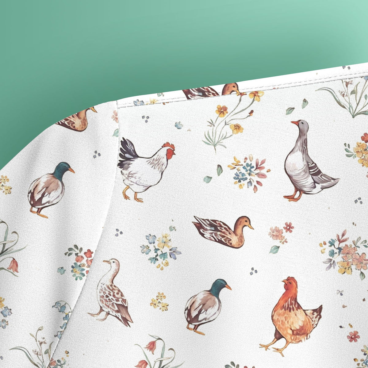 Farm Chicken Duck Floral Pattern Scrubs Top, Comfortable Scrubs for Nurses