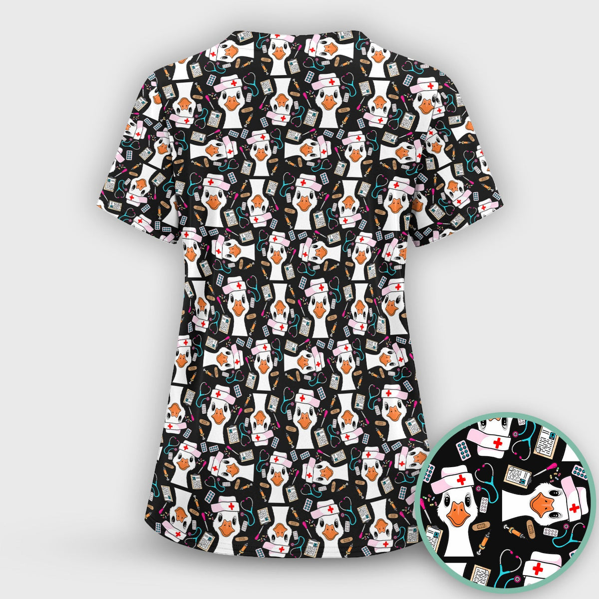 Duck Wearing Hat With Medical Tools Nurse Scrub Set