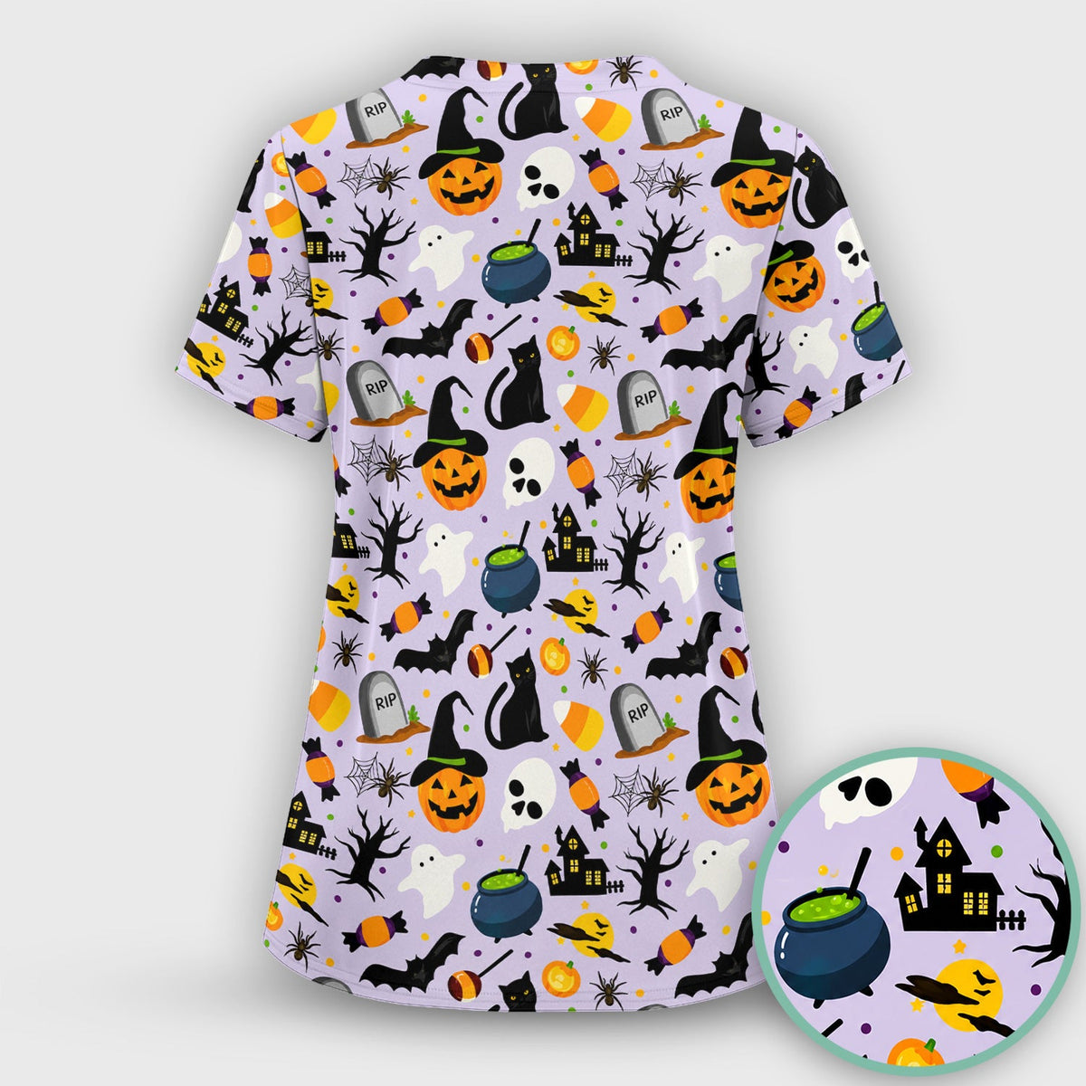 Ghost Pumpkin Witch Nurse Scrub Set - Halloween Gift