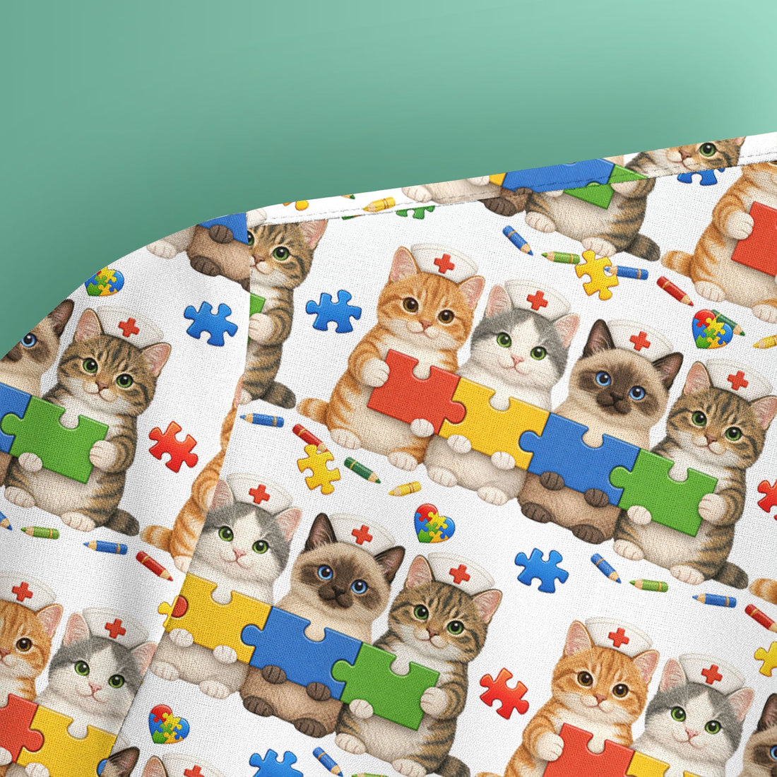 Autism Awareness Cat Nurse Scrub Top